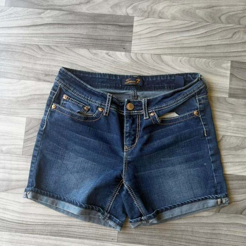Seven7 Y2K Vintage Denim Cuffed Shorts Size 8